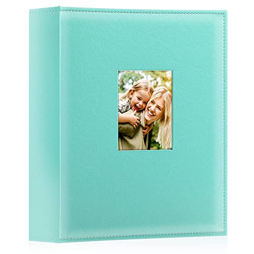 Image of Ywlake Photo Album 4x6 400 Pockets, Leather Photo Albums Holds 400 Vertical Pictures Only Teal