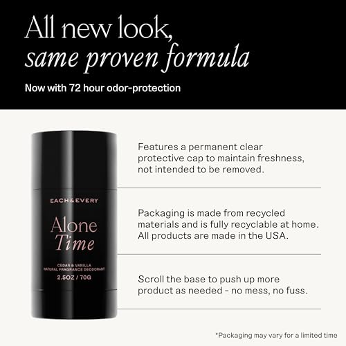 each amp every aluminum free deodorant for men amp women - all natural deodorant for sensitive skin ewg verified - clean baking soda free plant-based fragrance cedar amp vanilla 25oz