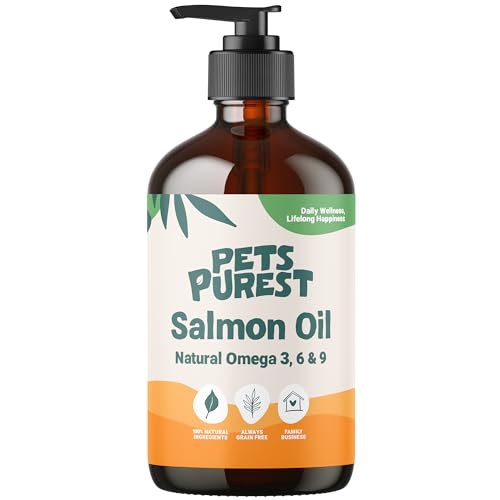 Pets Purest Scottish Salmon Oil For Dogs Cats Horse Ferret & Pet - Pure Omega 3 6 & 9 Fish Oil Food Treats Supplement for Natural Coat Immune Support Itchy Skin Joint & Brain Health (300ml)