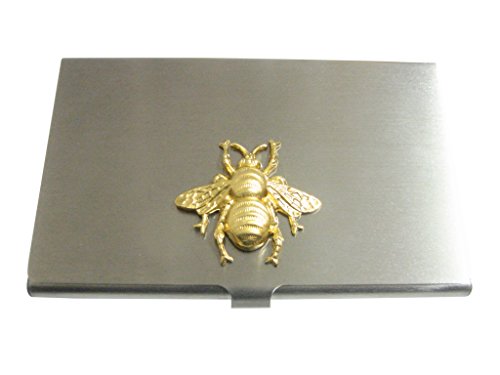 Kiola Designs Gold Toned Large Bee Bug Insect Pendant Business Card Holder