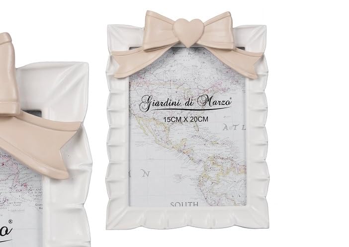 Cadre photo résine blanche motif nœud tourterelle idée cadeau