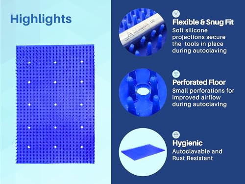 ARTMAN INSTRUMENTS Silicone Mat 7"X11" Blue for 20 Instruments Autoclave Sterilization Cassette Tray Surgical Dental - Thumbnail 3