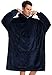 YEPLINS Kuschelpullover Herren Oversize,Sherpa Hoodie Sweatshirt Decke Erwachsene ,Übergroße Blanket Hoodie Men Pulli Herren (Blau)