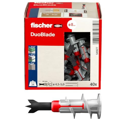 Fischer DuoBlade 40x Tasselli per Cartongesso Autoforanti, Robusti e di Facile Montaggio, 545677