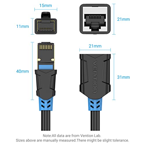 Image of VENTION Ethernet Extension Cable 1.6FT Cat6 RJ45 Extender Male to Female CAT 6 Network Cable Shielded Computer LAN Connector SSTP Patch Cable