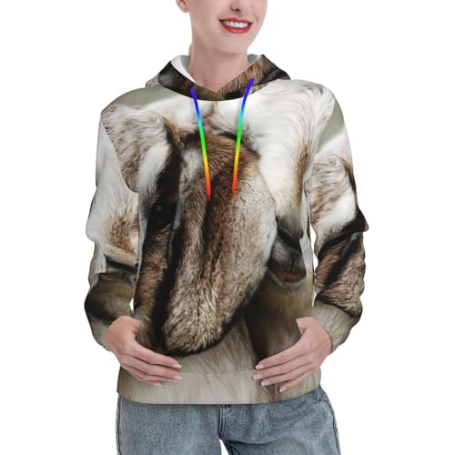 Sweat à capuche chèvre femme coupe ajustée poche kangourou