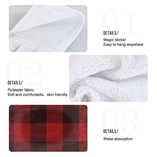 Kcldeci Red Black Buffalo Check Plaids 2 Pcs Hanging Kitchen Hand Towels Kitchen Wears Hanging Tie Towels Dishcloths Sets #TOP4