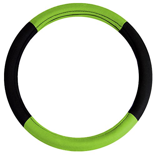 Image of FH Group Universal Fit Modernistic and Seat Belt Pads Combo Set Steering Wheel Cover Fits Most Cars, SUVs Green