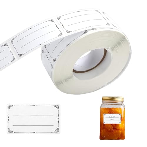 Neodtx Etiquetas autoadhesivas, 600 unidades, etiquetas adhesivas en blanco, etiquetas blancas para etiquetar mermeladas de cocina (6 x 3 cm), pegatinas para especias, bolsas