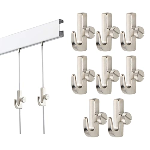 Lot de 10 Crochets Mini Argentés, Accessoires pour Cimaise et Rail de Tableau, Crochets à Visser Idéal pour Suspension d'Art et Tableaux