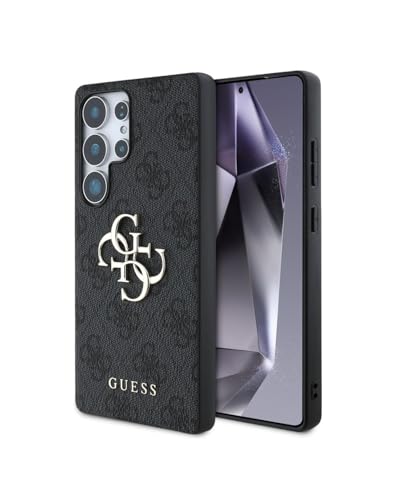 Image of CG MOBILE Guess [Official Licensed] 4G PU Case with Big 4G Logo & Classic Logo Protective Case /Cover Designed for Galaxy S25 Ultra - Black