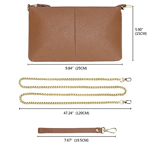 Image of YALUXE Genuine Leather Wristlet Handbags Purses Cell Phone Pocket Clutch Wallet Crossbody Bags for Women