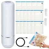 Mini máquina selladora: herramienta compacta de vacío para alimentos, quince bolsas de almacenamiento reutilizables incluidas, aparato de conservación de alimentos eficiente y sencillo con un toq