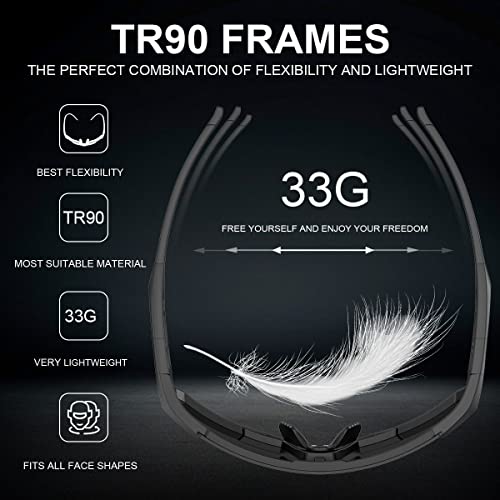 Phmax Polarized Cycling Glasses With 5 Interchangeable Lenses,Mtb Biking Running Baseball Sports Sunglasses For Men Women #TOP2