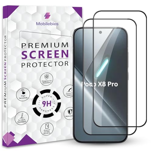 Image of Premium Tempered Glass Screen Protector Guard For Poco X8 Pro 5G (6.59 Inch, Pack of 2) | Edge to Edge Coverage With Easy to installation kit