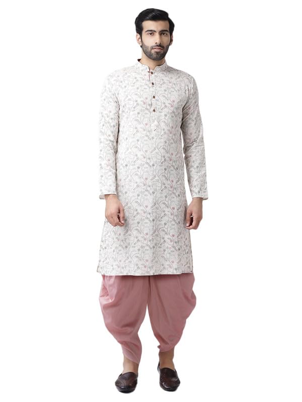 kisah Men's Kurta Dhoti Set, Multi Cotton Blend, Block print Long Sleeves Regular Fit Mandarin Collar-picture-33