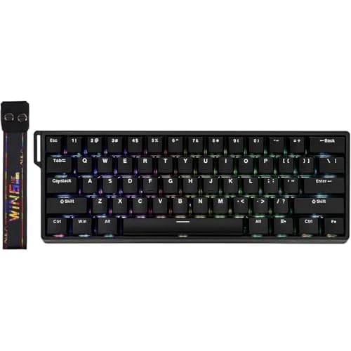 FOXMM WIN60 HE Clavier 8000Hz Rapid Trigger, Précision RT de 0,02 mm, Clavier Gamer Filaire 60% avec Interrupteur Magnétique, Actionnement Réglable, SOCD et Snap Tap, Hot Swap, Noir