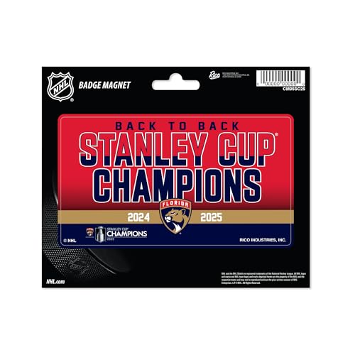 Rico Industries NHL Hockey Florida Panthers Back to Back Champions 2025 Badge Magnet - for Car, Fridge
