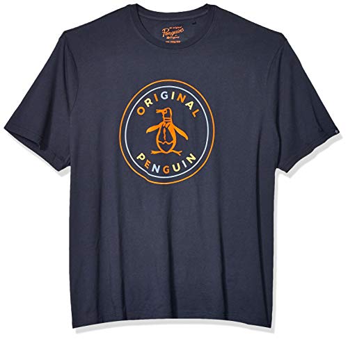 Original Penguin Men's Big and Tall Short Sleeve Circle Logo Tee, Dark Sapphire Flocked Bright, XXX-Large