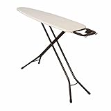 Household Essentials 814610-1 Classic Top 4-Leg Ironing Board with Iron Holder Stand- Natural Cotton Cover - Bronze
