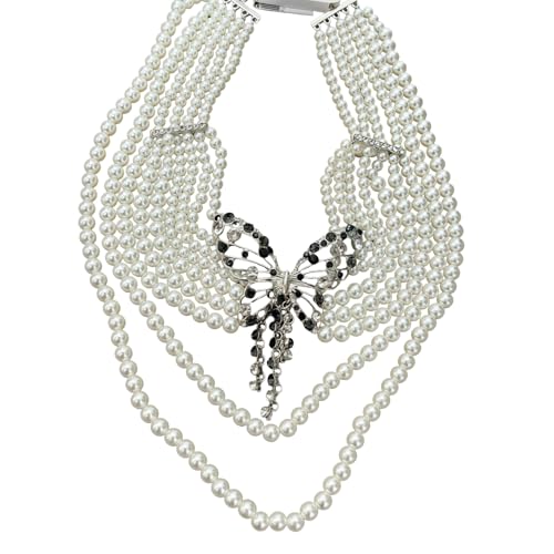 Collier de perles et chaîne clavicule papillon pour sublimer vos tenues de soirée