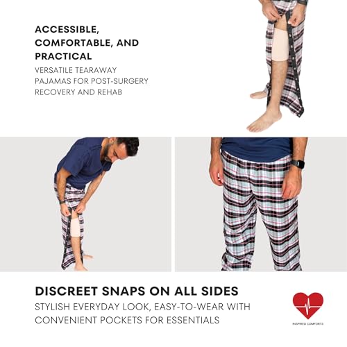 Image of Inspired Comforts Unisex Tearaway Post Surgery Recovery Pajama Pants with Side Snaps & Pockets