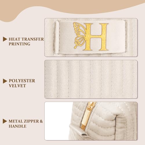 Image of COSHAYSOO Personalized Bridesmaid Proposal Gifts Initial Makeup Bag Letter H, Bachelorette Party Bridal Shower Maid of Honor Gift for Wedding, Monogrammed Cosmetic Pouch for Bride Mother