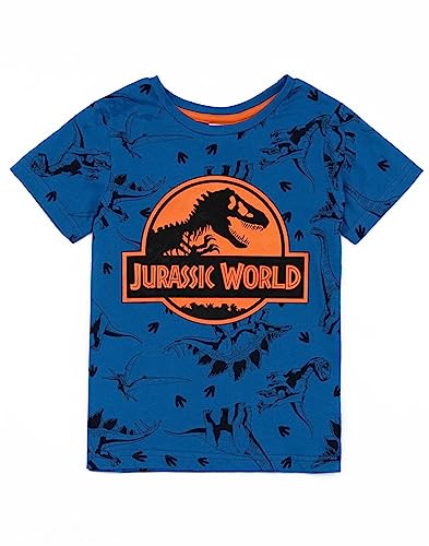 Jurassic World Boys Pajama Set | Kids Blue Short Sleeve T-Shirt & Shorts Loungewear PJs Outfit Bundle | Dinosaur Movie Gift3