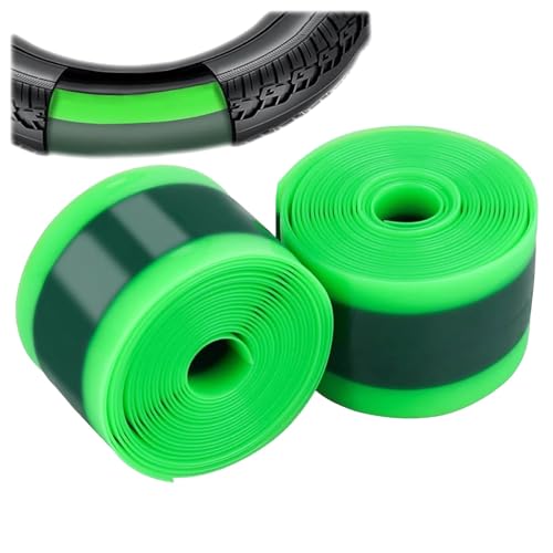 Riceverai 2 pezzi di Fodera per Pneumatici per Bicicletta, dimensioni 2300×38 mm, spessore: 1 mm, colore: verde + verde scuro. Si prega di controllare le dimensioni prima dell'acquisto per vedere se il pneumatico è adatto a voi
