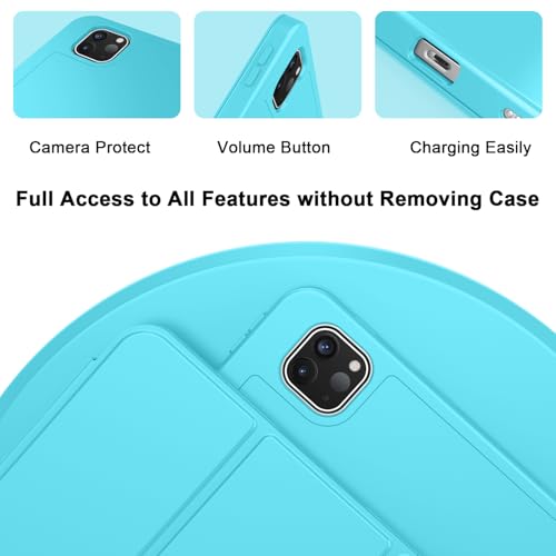 Image of ZryXal New iPad Pro 13 Inch Case (M5) 2025 / (M4) 2024 with Pencil Holder, Smart iPad Case [Support Pencil Pro and Pencil (USB-C)], Support Touch ID and Auto Wake /Sleep (Cyan)