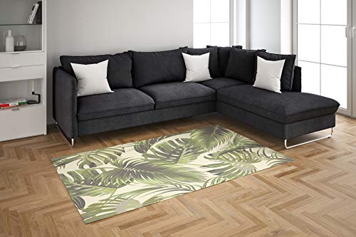 Oedim Alfombra Hojas Tropicales de Palmera para Habitaciones PVC | 95 x 95 cm | Moqueta PVC | Suelo vinílico | Decoración del Hogar | Suelo Sintasol | Suelo de Protección |
