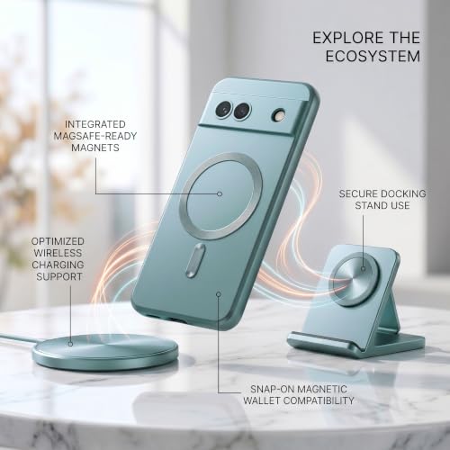 Image of amazon basics Premium Mag-Safe Case for Google Pixel 8A | Shockproof & Anti-Scratch Cover | Soft Silicone with Wireless Charging | Camera Lens Guard - Blue