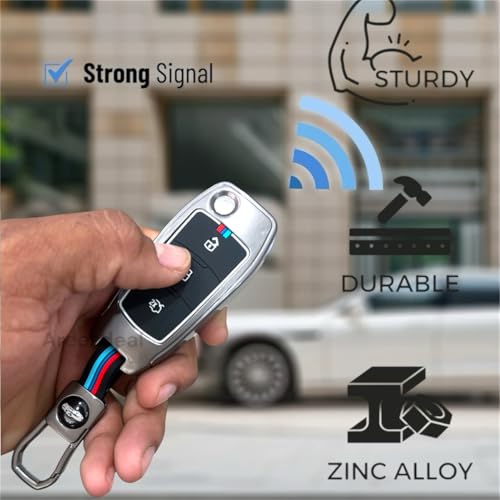 Image of Premium Metal Car Key Case Cover Compatible for Ford Endeavour | Figo | Aspire | Freestyle 3 Button Flip Key (FORD-3-Black)