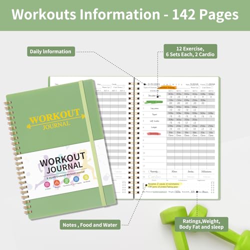 Beleeplanner BPFJ07 Fitness Workout Journal For Women & Men, A5 Hardcover Workout Log Book & Gym Exercise Planner thumb #1