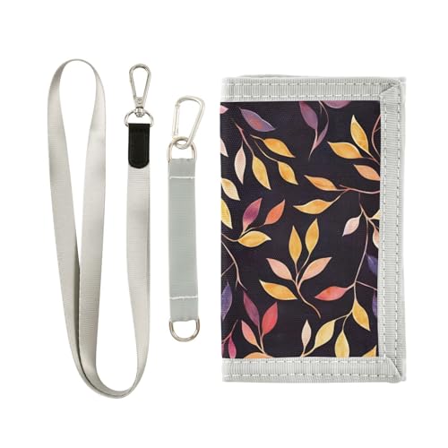 FOLIOSA Kids Wallet for Boys Girls Vivid Leaf Print Youth Wallet with Zipper Pocket Card Holders, Novelty Wallet 4.9×2.9 in