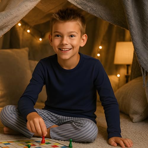 INGEAR Boys Long Sleeve Shirt - Soft Cotton Blend Crewneck Tee Breathable School Uniform & Casual Layering Piece Sizes 4-16 6