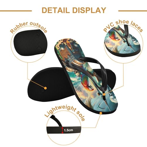 Burbuja Fantasy Pirate Parrot Flip Flops for Women Men, Soft Thong Sandals Rubber Slippers for Pool Beach Essentials3