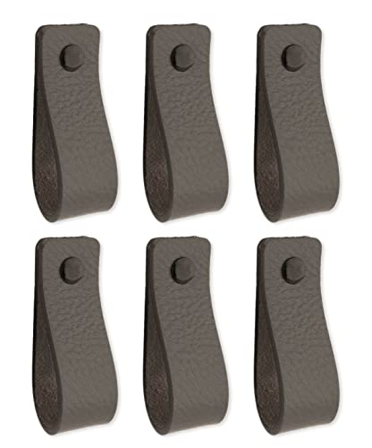 Brute Strength - Ledergriffe für Möbel - Dunkelgrau - 6 Stück - 16,5 x...