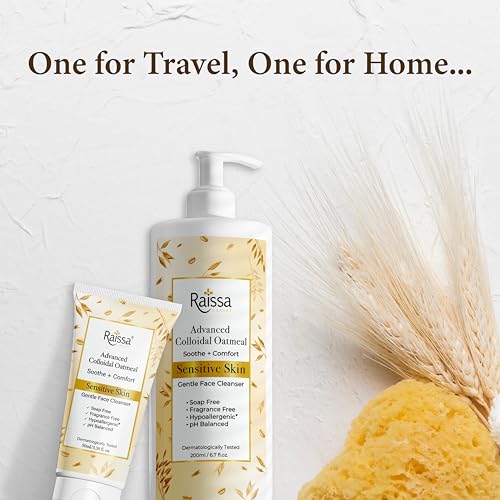 Image of Raissa Colloidal Oatmeal Face Wash Cleanser for Sensitive Skin | Hypoallergenic, Fragrance Free, pH Balanced Silicone Free | For Men & Women |200ml