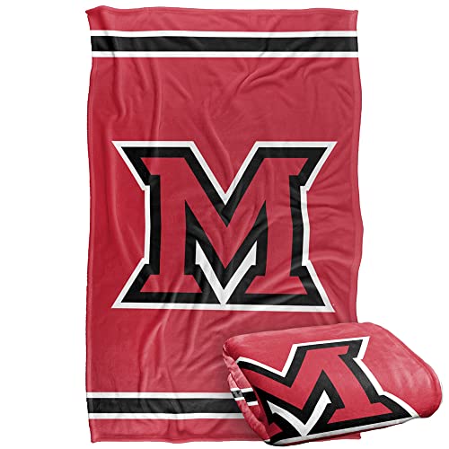 Miami University Redhawks Blanket, 36" x 58", Primary Logo Stripes, Silky Touch Super Soft Throw