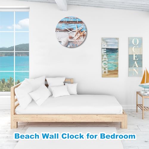 Alarllok Beach Wall Clock 12 Inch Silent Non-Ticking Battery Operated thumb #3