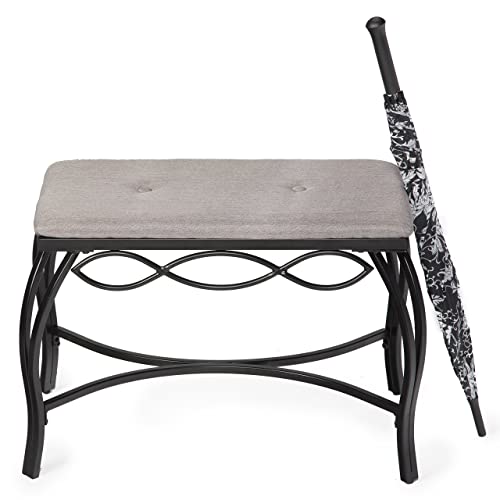 Mango Steam Rectangle Shoe Bench - Vanity Seat/Dressing Stool/Makeup Chair - Heather Gray #TOP7