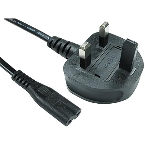 World of Data UK Power Cord - 2 Pin (Figure 8) - 3A Fuse - Cable Lead - 3M Cover