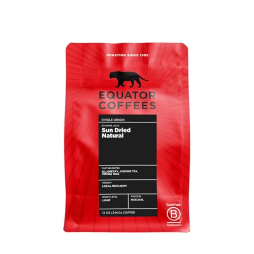 Ethiopia Sun Dried Natural Roasted by Equator Coffees - Whole Bean Coffee - 2 lb