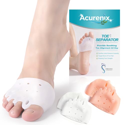 Toe Separators & Metatarsal Pads for Women & Men - Toe Spacers, Gel Ball of Foot Cushion for Pain Relief, Gentle Day & Night Support for & Hammer Toe, Yoga Toes, Metatarsalgia, 4 Pcs