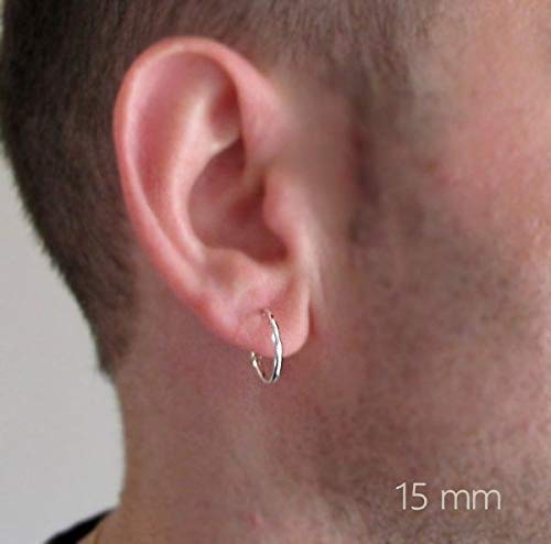 Miniatura 9 de Hoop Earrings for Men - Sterling Silver Hoops - Classic Huggie Earrings for Cartilage - Modern Mens Jewelry - Mens Earrings - Mens Hoops - Sterling