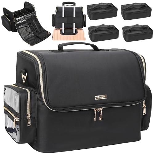 Extra Large Makeup Bag Makeup Artist Bag Professional Cosmetic Bag Travel Organizer Train Case with...