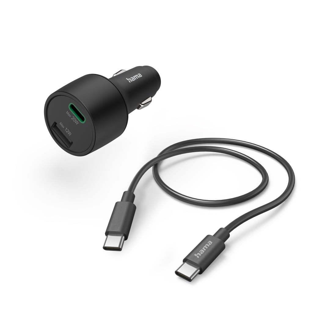 Hama Car Charger 32W (1x USB-A, 1x USB-C, USB C Cable, Power Destroyers, Quick Charge, for cigarette lighter socket) black