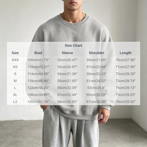 Mens Crewneck Sweatshirt Oversized Trendy Pullover Tops Fall Winter Clothes - image 4