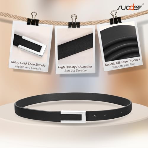SUOSDEY Women Skinny Leather Belts for Dress Jeans Belt for Women with Gold Buckle4